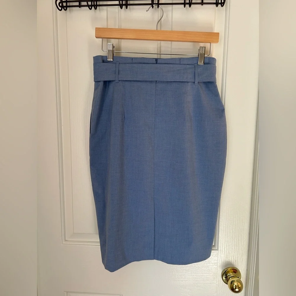 Ann Taylor Blue Paper Bag Tie- Front Skirt Size 4 - Picture 5 of 8